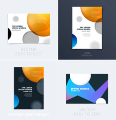 Wall Mural - Set of Design of brochure smooth soft template. Creative abstract, annual report, horizontal cover, flyer in A4 with colourful round shapes for branding, exhibition. Business vector presentation.
