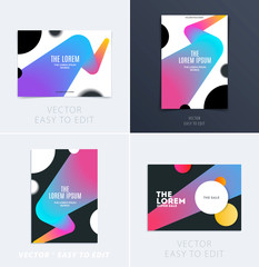 Wall Mural - Set of Design of brochure smooth soft template. Creative abstract, annual report, horizontal cover, flyer in A4 with colourful round shapes for branding, exhibition. Business vector presentation.