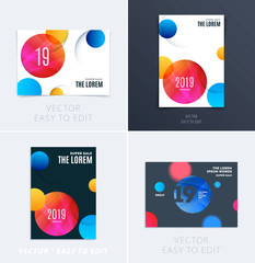 Wall Mural - Set of Design of brochure smooth soft template. Creative abstract, annual report, horizontal cover, flyer in A4 with colourful round shapes for branding, exhibition. Business vector presentation.