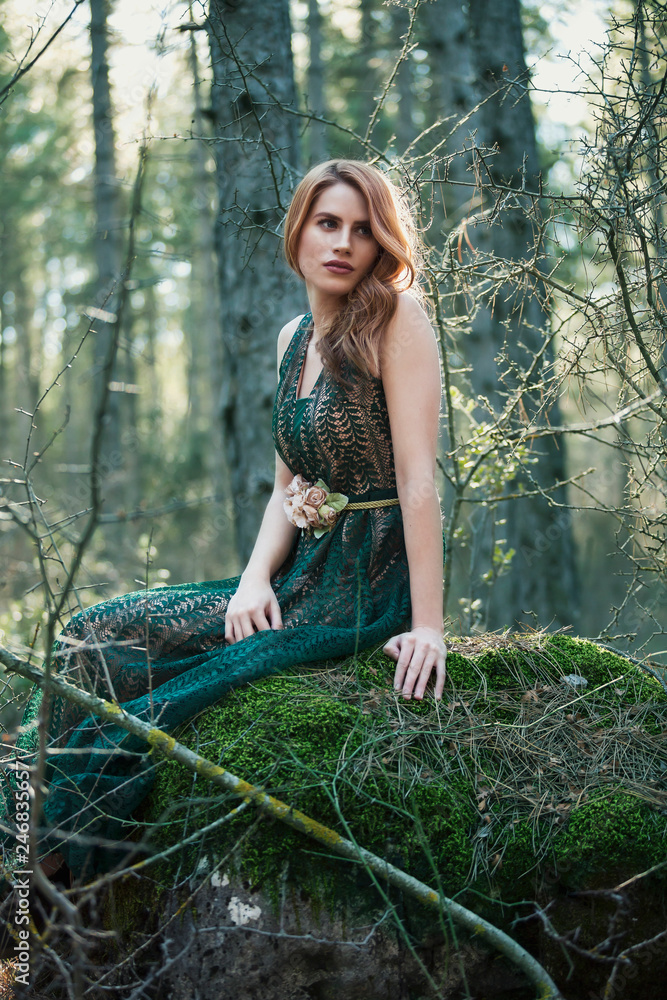 green hair red dress Green Fairy Elf Dress S main image 0