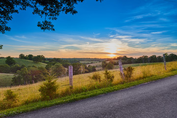 Wall Mural - Sunset with Country Road, Harrison Co. KY