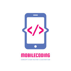 mobile programming code - vector business logo template vector illustration. coding concept sign. mo