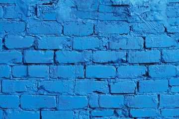 Blue brick wall as background, texture