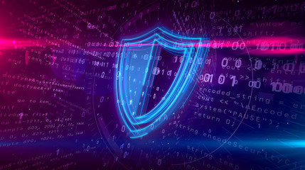 Cyber security digital concept with shield