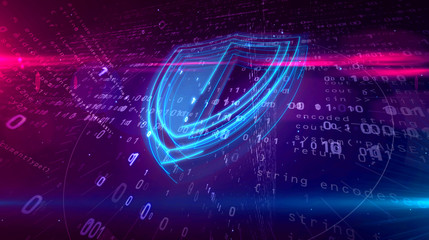 cyber security digital concept with shield