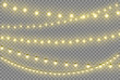 © boxerx - Realistic yellow Christmas lights isolated. Glowing led neon lights and lamps for Xmas and New year cards, banners, posters etc. Garlands design elements and decorations. Vector illustration