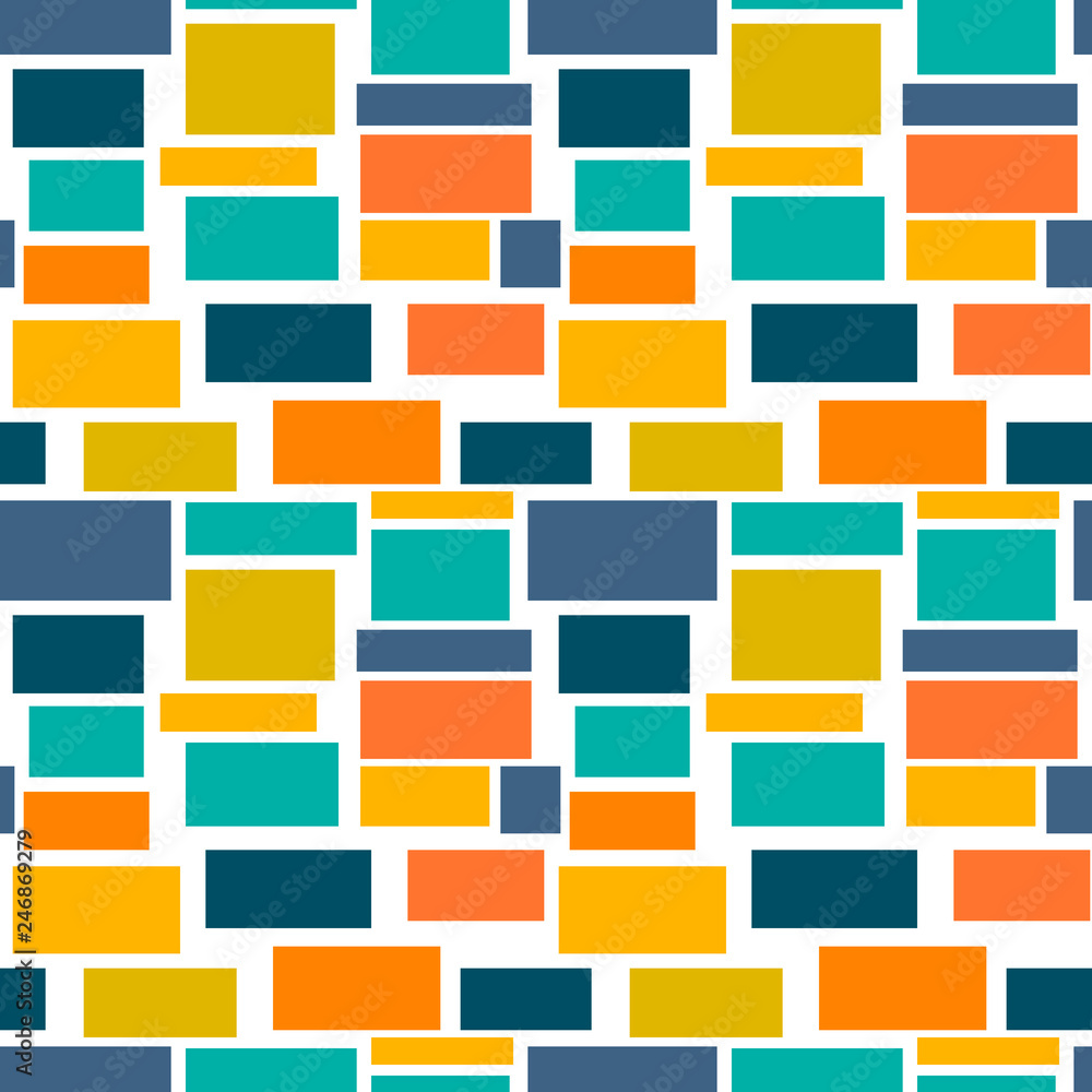 Messy seamless abstract background with squares. Infinity geometric pattern. Vector illustration.    