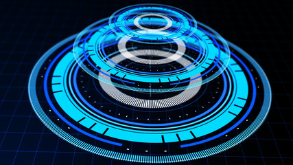 Wall Mural - abstract surround radar interface on mesh base.futuristic hud radar display. elements of digital dat