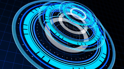 Wall Mural - abstract surround radar interface on mesh base.futuristic hud radar display. elements of digital dat