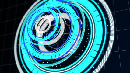 Wall Mural - abstract surround radar interface on mesh base.futuristic hud radar display. elements of digital dat