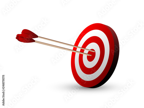 Fotografía Beautiful realistic red and white archery targets on white background