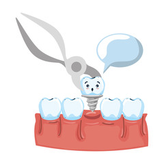 Poster - human teeth with pliers extracting implant