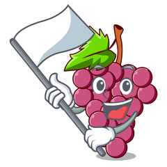 Sticker - With flag red grapes fruit in cartoon basket