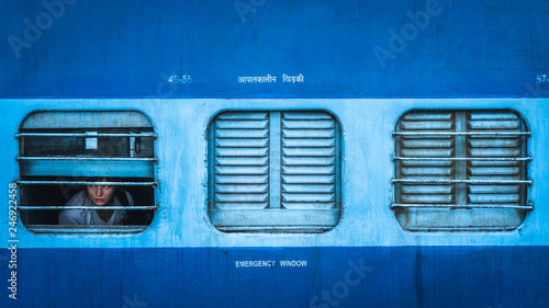 Cuadros en Lienzo sleeper class train in india view from outside