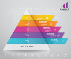 5 steps pyramid with free space for text on each level. infographics, presentations or advertising. EPS10.