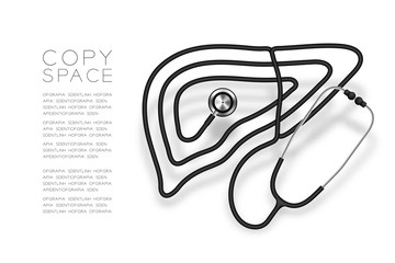 Wall Mural - Liver shape made from Stethoscope cable black color and Medical Science Organ concept design illustration isolated on white background, with copy space vector eps 10