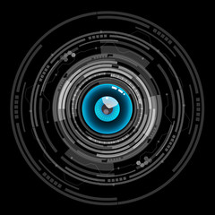 Poster - Nice blue eyeball digital technology vector icon