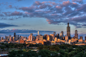 Poster - Summer Sunset Over Chicago