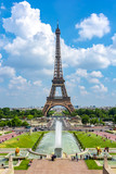 Fototapeta Boho - Eiffel Tower and Trocadero fountains in Paris, France