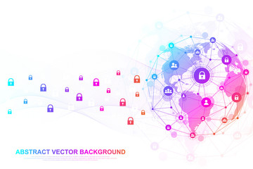 Wall Mural - futuristic abstract background blockchain technology. global internet network connection. peer to pe