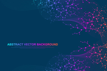 Scientific molecule background for medicine, science, technology, chemistry. Wallpaper or banner with a DNA molecules. Vector geometric dynamic illustration