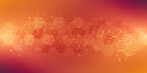 Wall Mural - Geometric background texture with molecular structures and chemical engineering. Abstract background of hexagons pattern.