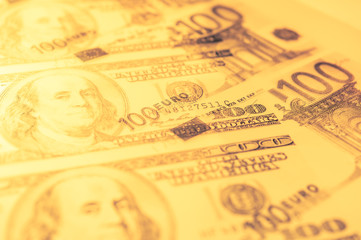 Wall Mural - Close-up view of cash money euro and dollars bills background. Finance and business concept.