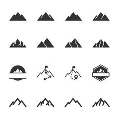 Vector set of mountain icons.