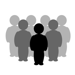 Illustration of people icon. Vector silhouette on white background. Symbol of team. Sign of person.