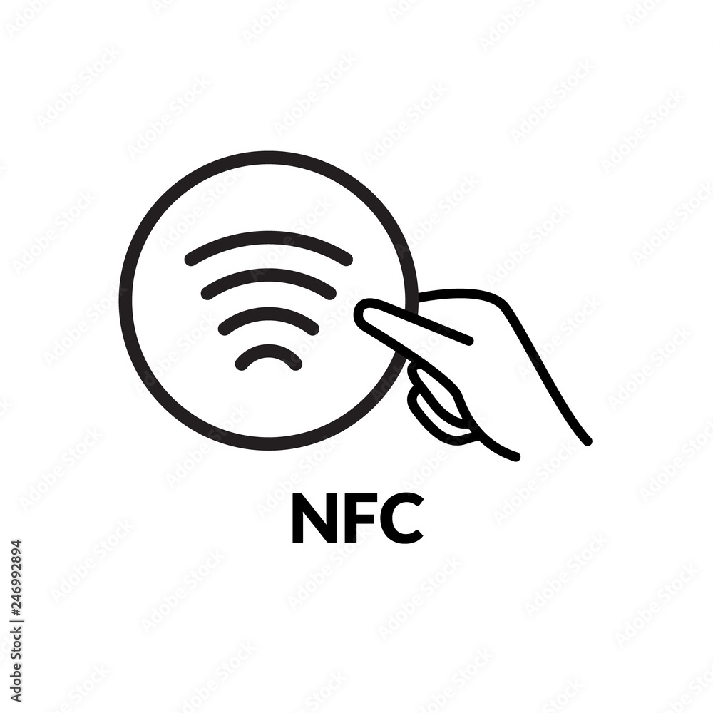 Contactless NFC wireless pay sign logo. Credit card nfc payment vector ...