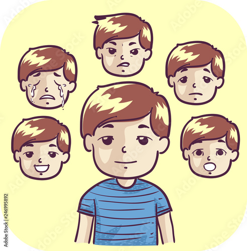 Kid Boy Emotional Swing Illustration