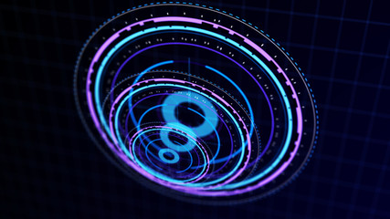 Wall Mural - futuristic control mechanisms on net background.scientific futuristic interface. round blue abstract