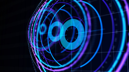 Wall Mural - futuristic control mechanisms on net background.scientific futuristic interface. round blue abstract
