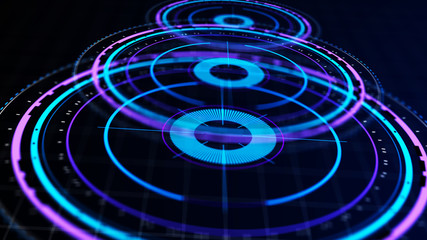Wall Mural - futuristic control mechanisms on net background.scientific futuristic interface. round blue abstract