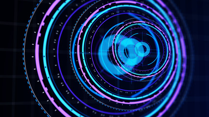 Wall Mural - futuristic control mechanisms on net background.scientific futuristic interface. round blue abstract