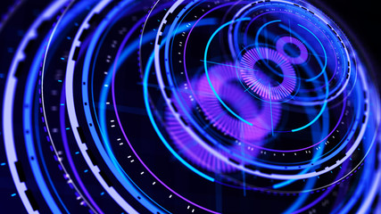 Wall Mural - futuristic control mechanisms on net background.scientific futuristic interface. round blue abstract
