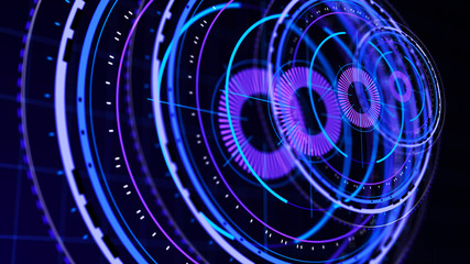 Wall Mural - futuristic control mechanisms on net background.scientific futuristic interface. round blue abstract