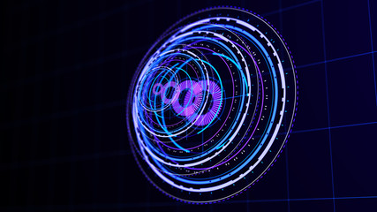 Wall Mural - futuristic control mechanisms on net background.scientific futuristic interface. round blue abstract