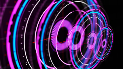 Wall Mural - futuristic control mechanisms on net background.scientific futuristic interface. round purple abstra