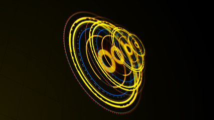 Wall Mural - futuristic control mechanisms on net background.scientific futuristic interface. round yellow abstra