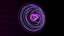 Futuristic Control Mechanisms On Net Background.Scientific Futuristic Interface. Round Purple Abstract Radar Concept.3D Rendering.