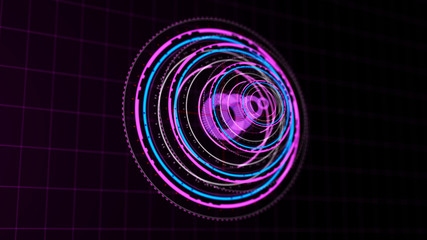 Wall Mural - futuristic control mechanisms on net background.scientific futuristic interface. round purple abstra