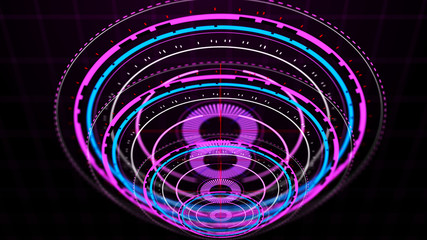 Wall Mural - futuristic control mechanisms on net background.scientific futuristic interface. round purple abstra