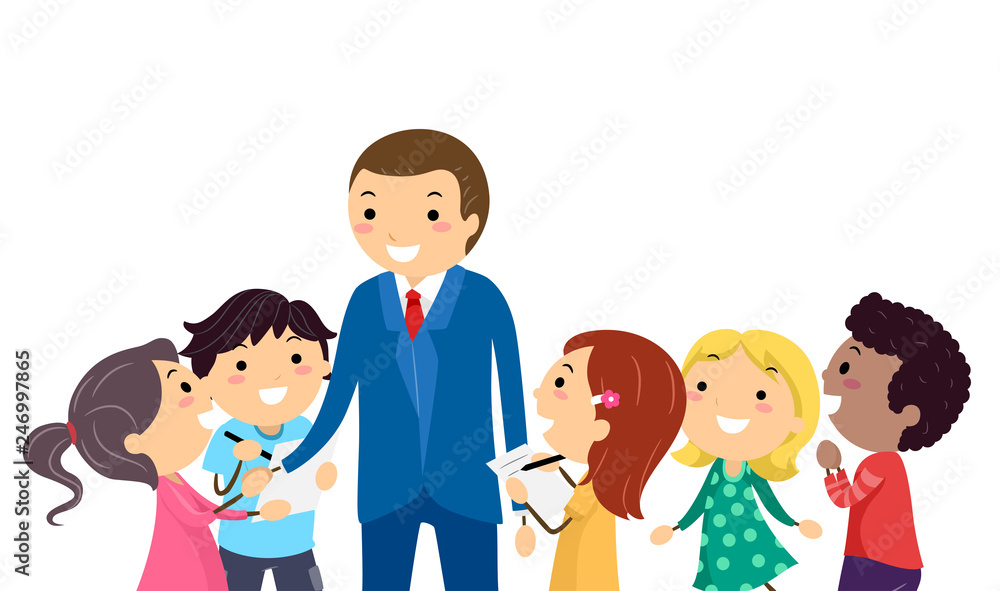 Interview Stickman Stickman Kids Interview Professional Illustration Stock Vector | Adobe ...