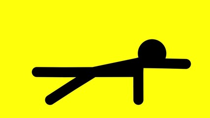 Animation of icon man doing yoga fitness workout