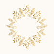 © anatartan - Summer gold frame with flowers and leaves. Vector isolated illustration.