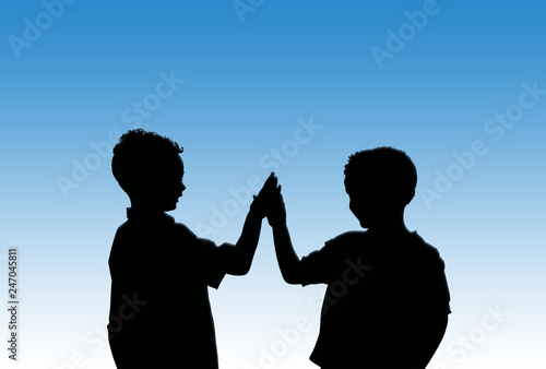 Siluetas Ninos Chocando La Mano Fondo Con Cielo Degradado Buy This Stock Illustration And Explore Similar Illustrations At Adobe Stock Adobe Stock