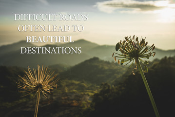 Wall Mural - motivational and inspirational quote - difficult road often lead to beautiful destinations.