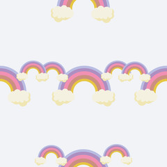 Cute rainbow pattern. Rainbow escaping from two clouds