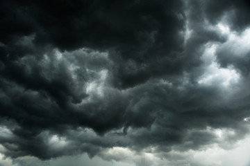 Wall Mural - weather in summer with black cloud and storm, dark sky and dramatic storm clouds before rainy, bad w
